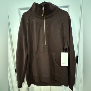 NWT Lululemon Scuba Oversized Funnel Neck Half Zip size XL/XXL. Dark Brown.